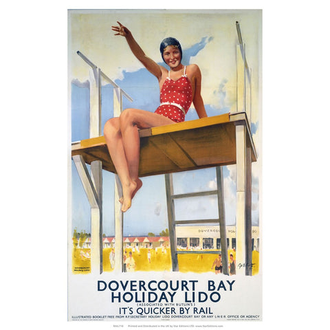 Dovercourt bay holiday lido - Red swimsuit 24" x 32" Matte Mounted Print