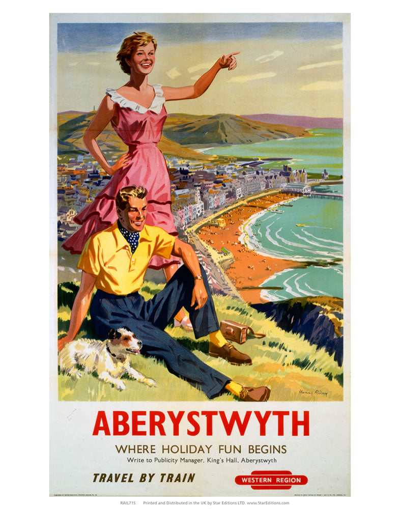 Aberystwyth where holiday fun begins - travel by train Western Region 24" x 32" Matte Mounted Print