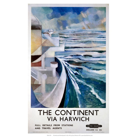 Continent Via Harwich - Boat at sea painting 24" x 32" Matte Mounted Print