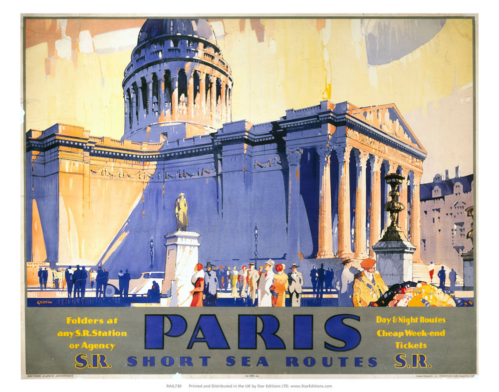 Paris - Short Sea Routes SR Station or agency 24" x 32" Matte Mounted Print