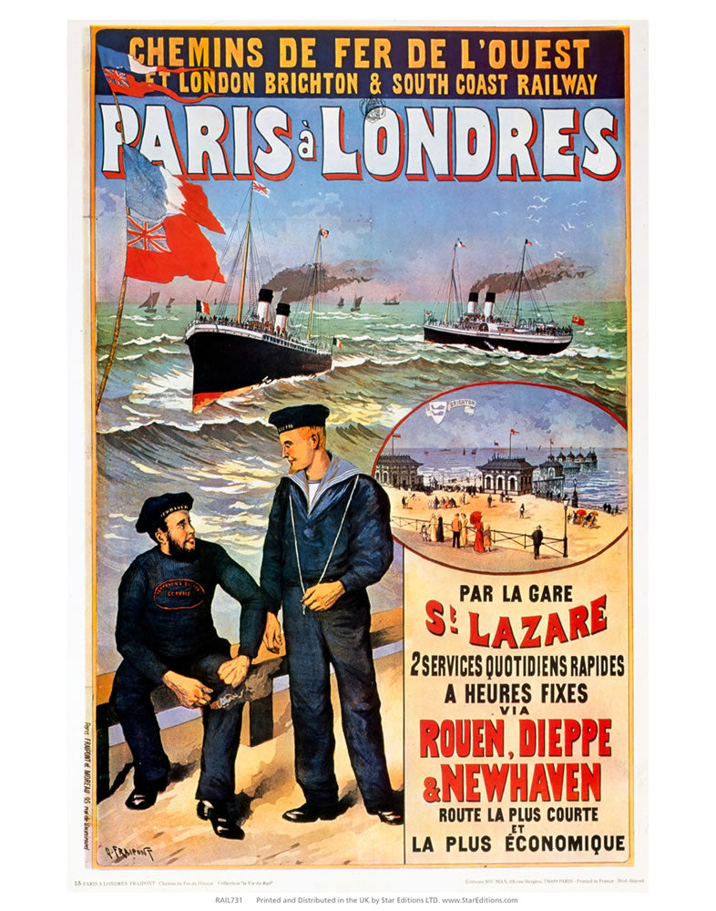 Paris a Londres - Sailors par la gare 24" x 32" Matte Mounted Print