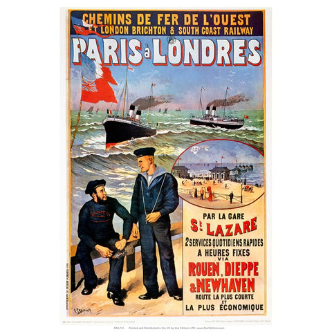 Paris a Londres - Sailors par la gare 24" x 32" Matte Mounted Print