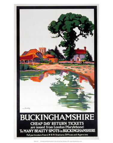 Buckinghamshire - Cheap day return to many beauty spots 24" x 32" Matte Mounted Print