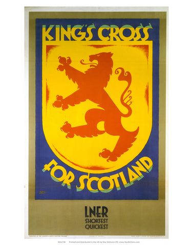 Kings cross for scotland shield LNER poster 24" x 32" Matte Mounted Print