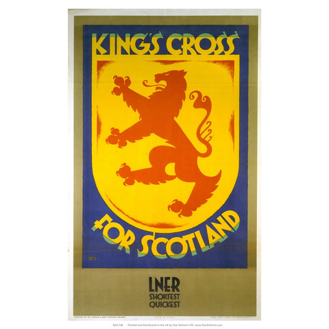 Kings cross for scotland shield LNER poster 24" x 32" Matte Mounted Print