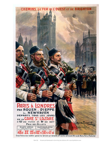 Paris a Londres bagpipe players 24" x 32" Matte Mounted Print