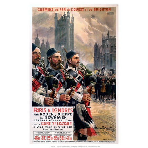 Paris a Londres bagpipe players 24" x 32" Matte Mounted Print