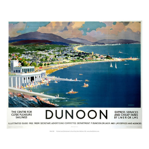 Dunoon - Center for Clyde Pleasure Sailings coastline painting 24" x 32" Matte Mounted Print