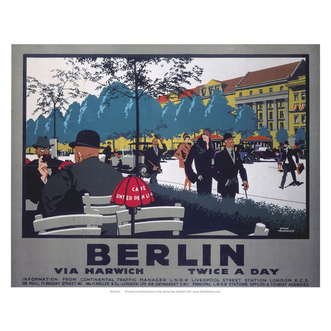 Berlin twice a day - Businessmen at streetside cafe 24" x 32" Matte Mounted Print