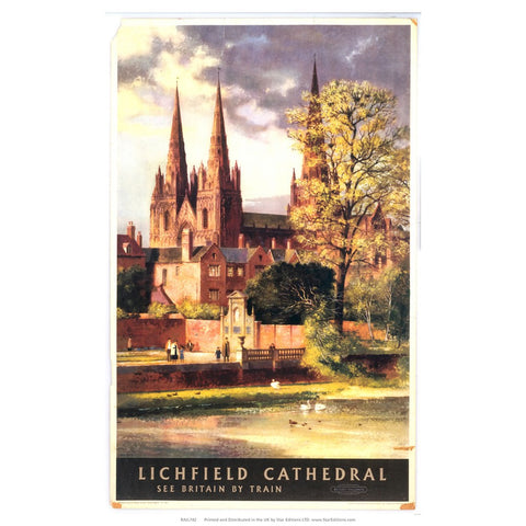 Lichfield Cathedral - See britain by train 24" x 32" Matte Mounted Print