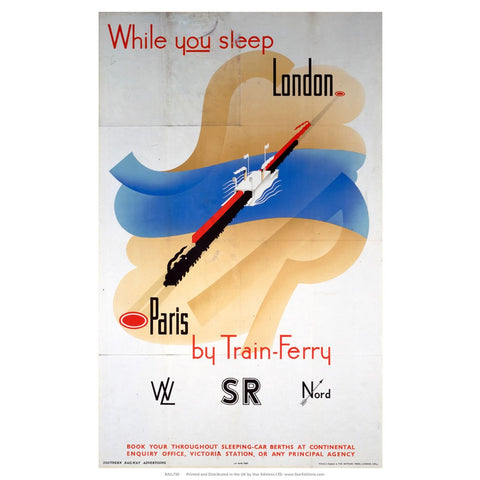 While you Sleep london to paris - Train ferry Southern Rail 24" x 32" Matte Mounted Print