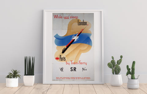 While You Sleep London To Paris - Train Ferry - Art Print