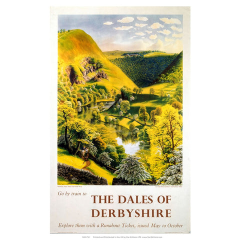 The Dales Of Derbyshire - Go by train countryside 24" x 32" Matte Mounted Print