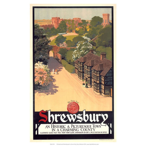 Shrewsbury - Historic and Picturesque town in a charming county 24" x 32" Matte Mounted Print