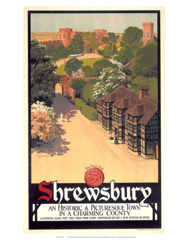 Shrewsbury - Historic and Picturesque town in a charming county 24" x 32" Matte Mounted Print