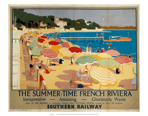 Summer-time French Riviera - Inexpensive amusing gloriously warm 24" x 32" Matte Mounted Print