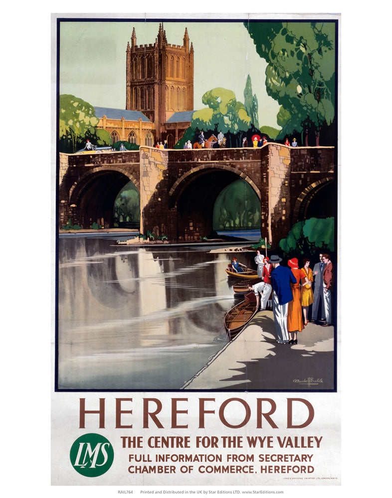 Hereford The Center for the Wye valley - LMS 24" x 32" Matte Mounted Print