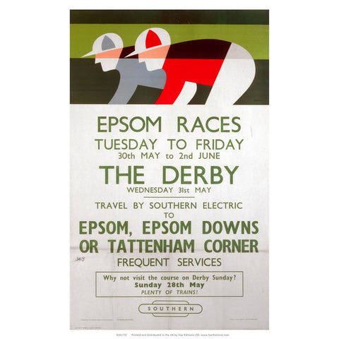 Epsom Races - The Derby Wednesday 31st May 2 jockeys 24" x 32" Matte Mounted Print