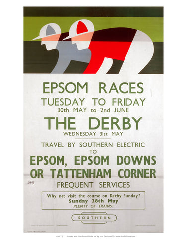 Epsom Races - The Derby Wednesday 31st May 2 jockeys 24" x 32" Matte Mounted Print