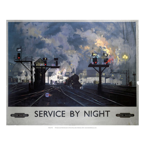 Service by Night - British Railways steam trains at night 24" x 32" Matte Mounted Print