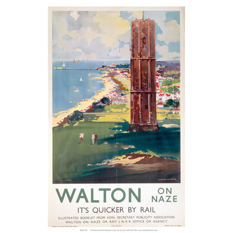 Walton-on-naze Quicker by Rail - Beach side tower 24" x 32" Matte Mounted Print