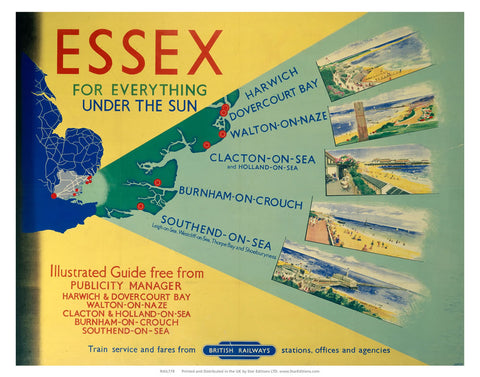 Essex for everything under the sun - Yellow and green British Railways poster 24" x 32" Matte Mounted Print