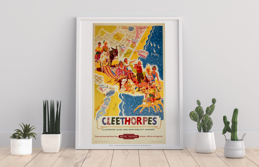 Cleethorpes - Beach Map British Railway - Premium Art Print