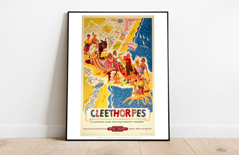 Cleethorpes - Beach Map British Railway - Premium Art Print