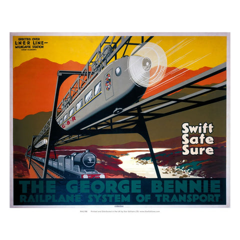 George bennie Railplane System - Swift safe and sure 24" x 32" Matte Mounted Print