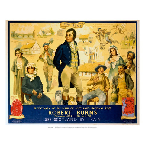 Robert Burns Scotland national poet - Scotland by Train 24" x 32" Matte Mounted Print