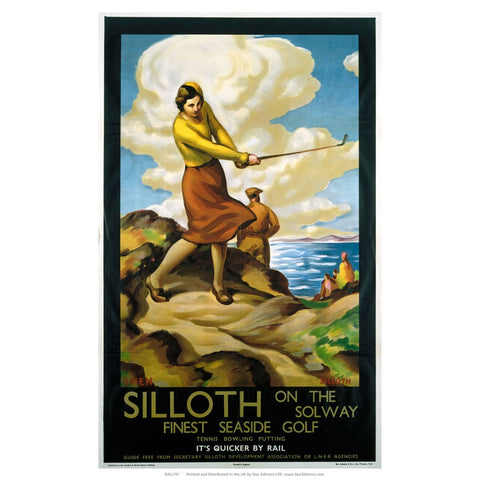 Silloth seaside golf - female Golfer 24" x 32" Matte Mounted Print