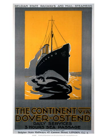 The Continent Via Dover-Ostend - 3 Hour Sea Passage 24" x 32" Matte Mounted Print