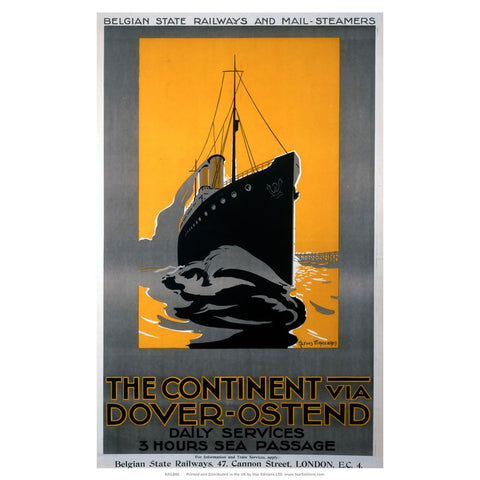 The Continent Via Dover-Ostend - 3 Hour Sea Passage 24" x 32" Matte Mounted Print