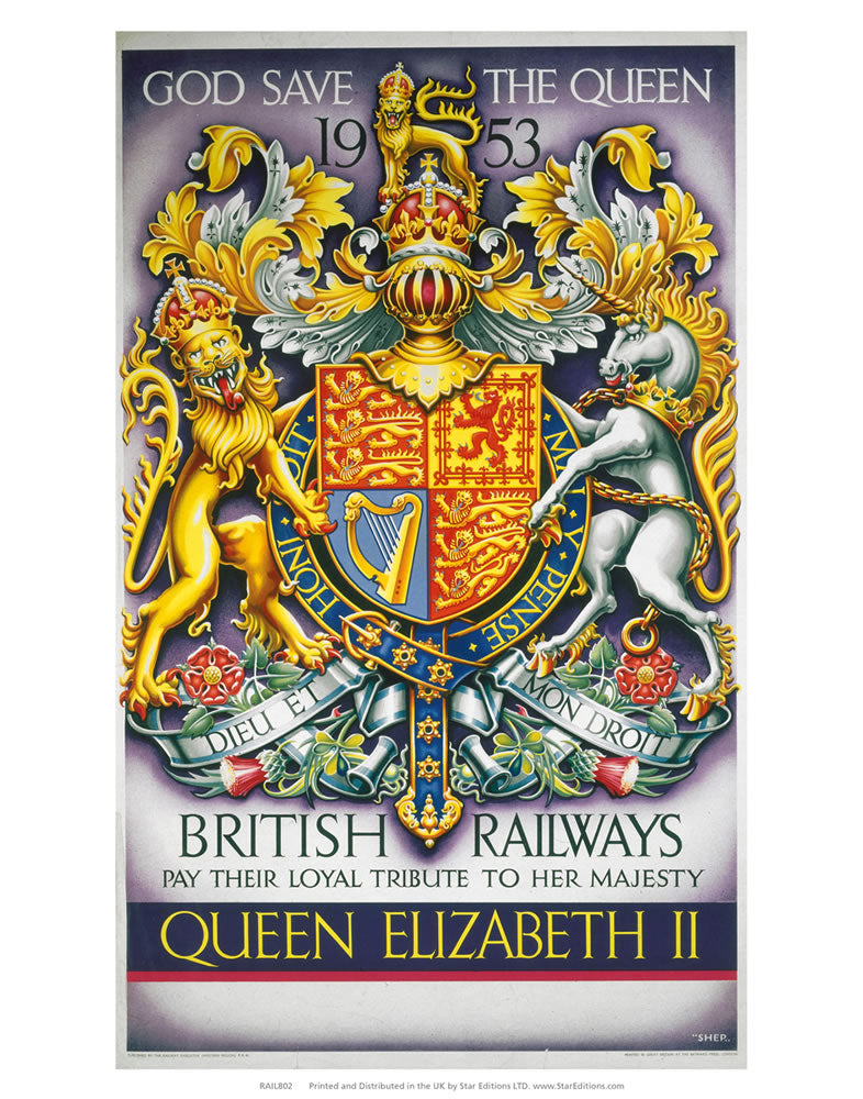British Railways Tribute to Queen elizabeth II 24" x 32" Matte Mounted Print