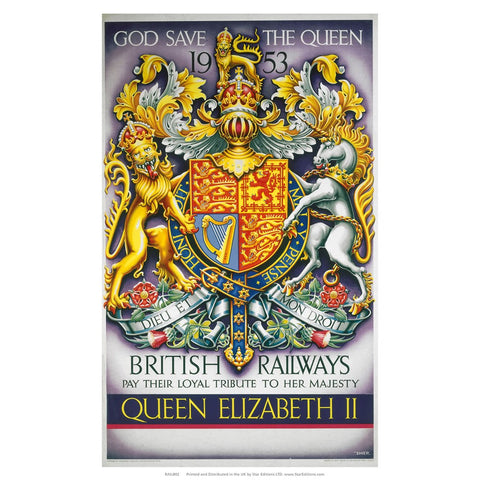 British Railways Tribute to Queen elizabeth II 24" x 32" Matte Mounted Print