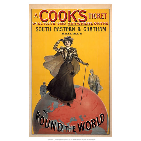 A Cooks Ticket will take you anywhere on the south easter and Chatham Railway 24" x 32" Matte Mounted Print