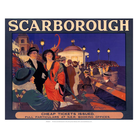 Scarborough Cheap Tickets - Nightlife at the seafront 24" x 32" Matte Mounted Print