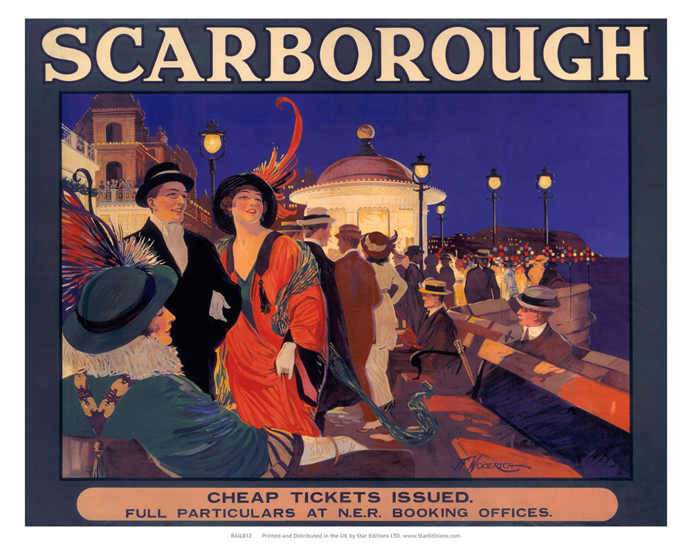 Scarborough Cheap Tickets - Nightlife at the seafront 24" x 32" Matte Mounted Print