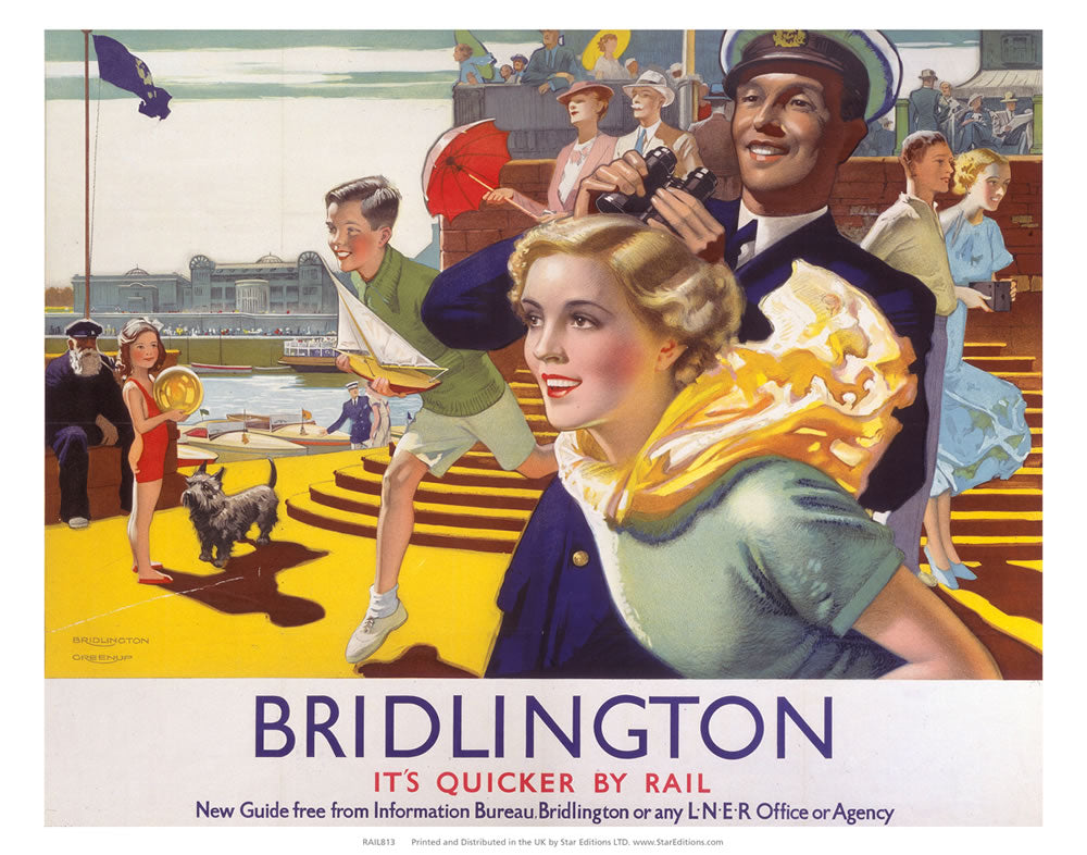 Bridlington Quicker by Rail - seaside fun 24" x 32" Matte Mounted Print