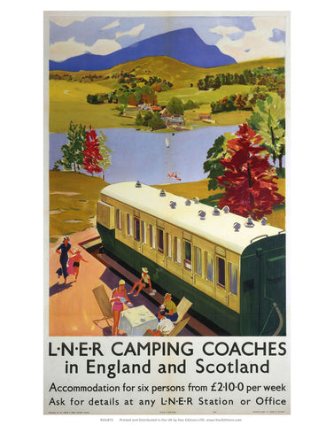 Camping Coaches in England and Scotland - Lakeside Train carriage 24" x 32" Matte Mounted Print