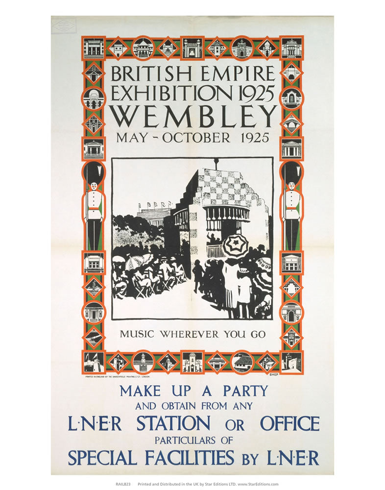 British Empire Exhibition 1925 Wembley - Music wherever you go 24" x 32" Matte Mounted Print