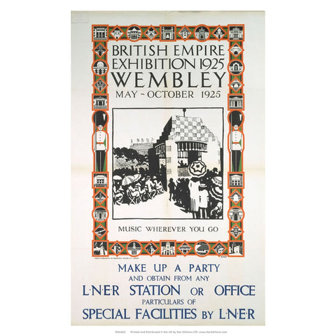 British Empire Exhibition 1925 Wembley - Music wherever you go 24" x 32" Matte Mounted Print
