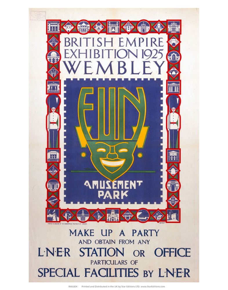 British Empire Exhibition - Fun Amusement Park 24" x 32" Matte Mounted Print
