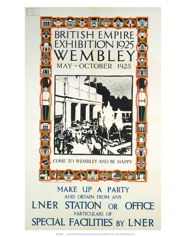British Empire Exhibition - Come to Wembley and be happy 24" x 32" Matte Mounted Print