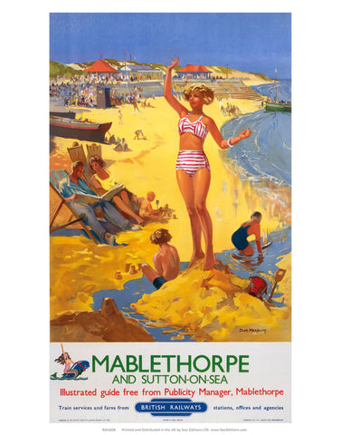 Mablethorpe and sutton-on-sea - Girl on the Beach 24" x 32" Matte Mounted Print