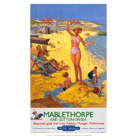 Mablethorpe and sutton-on-sea - Girl on the Beach 24" x 32" Matte Mounted Print