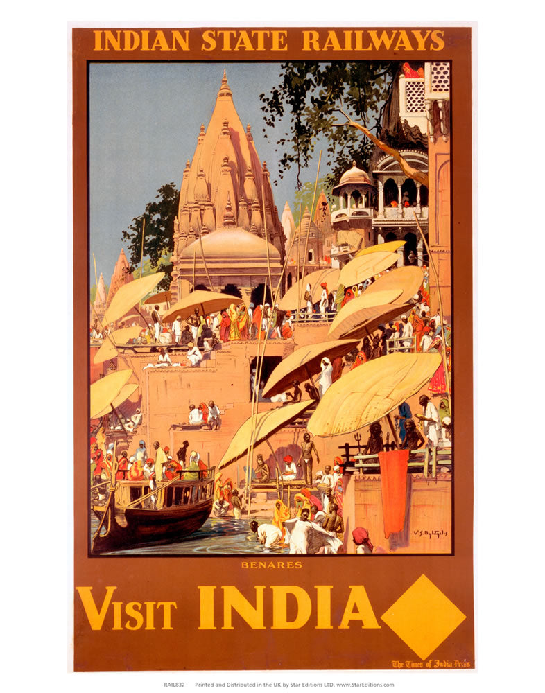 Visit India - Indian State railways 24" x 32" Matte Mounted Print