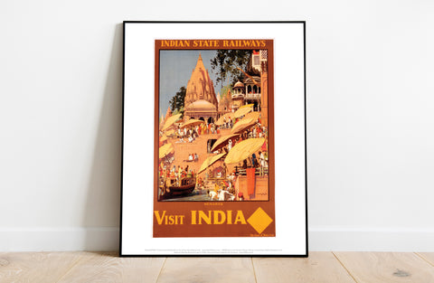 Visit India, Benares - Indian State Railways - Art Print