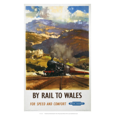 By Rail to Wales for speed and comfort - British Railways 24" x 32" Matte Mounted Print