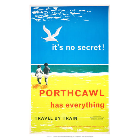 Porthcawl has everything - Its no secret travel by train 24" x 32" Matte Mounted Print